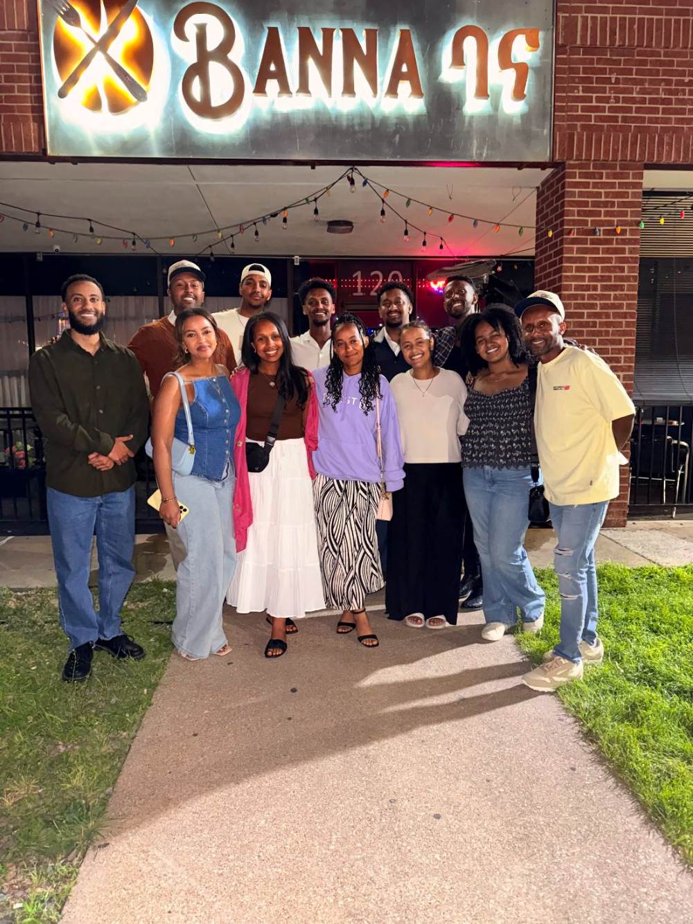 Guests and the Banna Restaurant and Bar team outside the restaurant